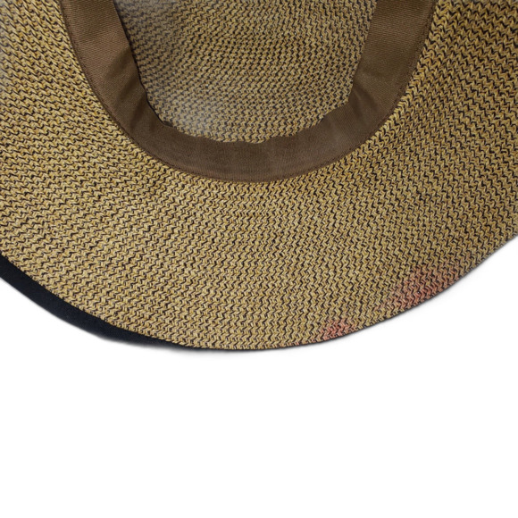 Shade Shack Tan Paper Straw Hat With Sheer Black Scarf Bow Womens Size S/M - Picture 5 of 9